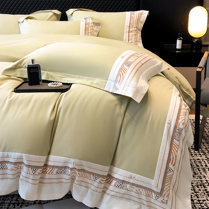 91家纺网 家纺一手货源 找家纺 丞音家纺 2025新款瑞恩超柔A类100支超细旦长绒棉磨毛刺绣四件套秋冬加厚纯棉全棉绣花床上用品 瑞恩-曙光金