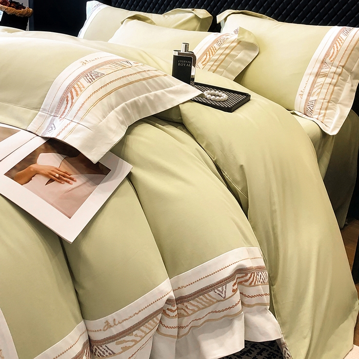 91家纺网 家纺一手货源 找家纺 丞音家纺 2025新款瑞恩超柔A类100支超细旦长绒棉磨毛刺绣四件套秋冬加厚纯棉全棉绣花床上用品 瑞恩-曙光金