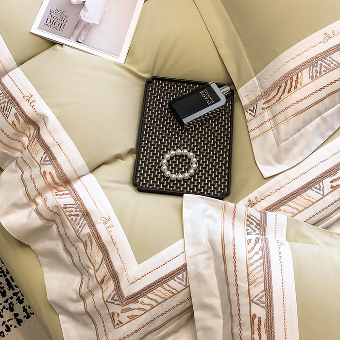 91家纺网 家纺一手货源 找家纺 丞音家纺 2025新款瑞恩超柔A类100支超细旦长绒棉磨毛刺绣四件套秋冬加厚纯棉全棉绣花床上用品 瑞恩-曙光金