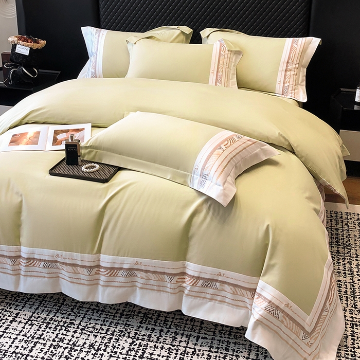 91家纺网 家纺一手货源 找家纺 丞音家纺 2025新款瑞恩超柔A类100支超细旦长绒棉磨毛刺绣四件套秋冬加厚纯棉全棉绣花床上用品 瑞恩-曙光金