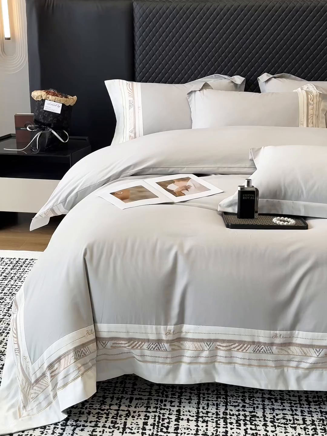 91家纺网 家纺一手货源 找家纺 丞音家纺 2025新款瑞恩超柔A类100支超细旦长绒棉磨毛刺绣四件套秋冬加厚纯棉全棉绣花床上用品 瑞恩-浅卡其