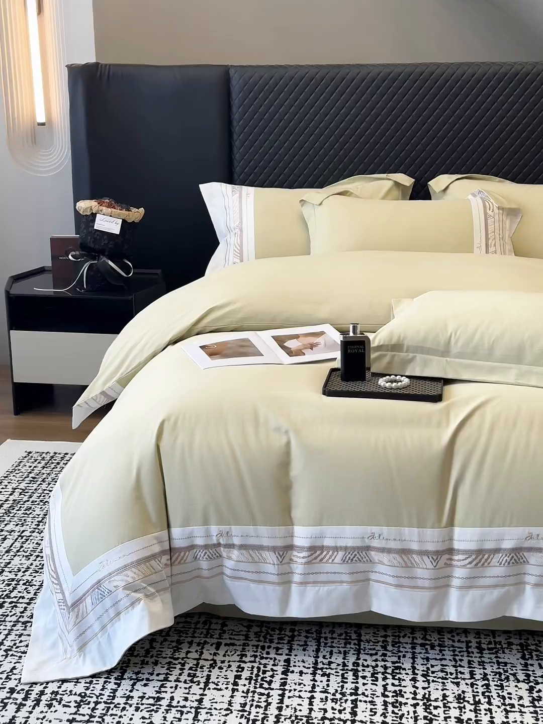 91家纺网 家纺一手货源 找家纺 丞音家纺 2025新款瑞恩超柔A类100支超细旦长绒棉磨毛刺绣四件套秋冬加厚纯棉全棉绣花床上用品 瑞恩-曙光金