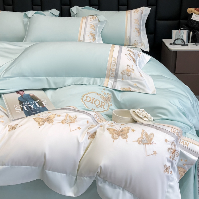 91家纺网 家纺一手货源 找家纺 （总）丞音家纺 2025新款高档包装A类母婴级双面全棉蝴蝶刺绣纯棉长绒棉绣花四件套