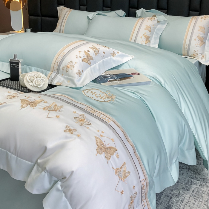 91家纺网 家纺一手货源 找家纺 （总）丞音家纺 2025新款高档包装A类母婴级双面全棉蝴蝶刺绣纯棉长绒棉绣花四件套