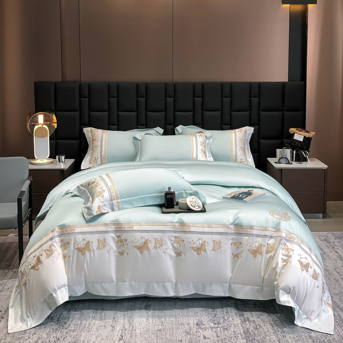 91家纺网 家纺一手货源 找家纺 （总）丞音家纺 2025新款高档包装A类母婴级双面全棉蝴蝶刺绣纯棉长绒棉绣花四件套