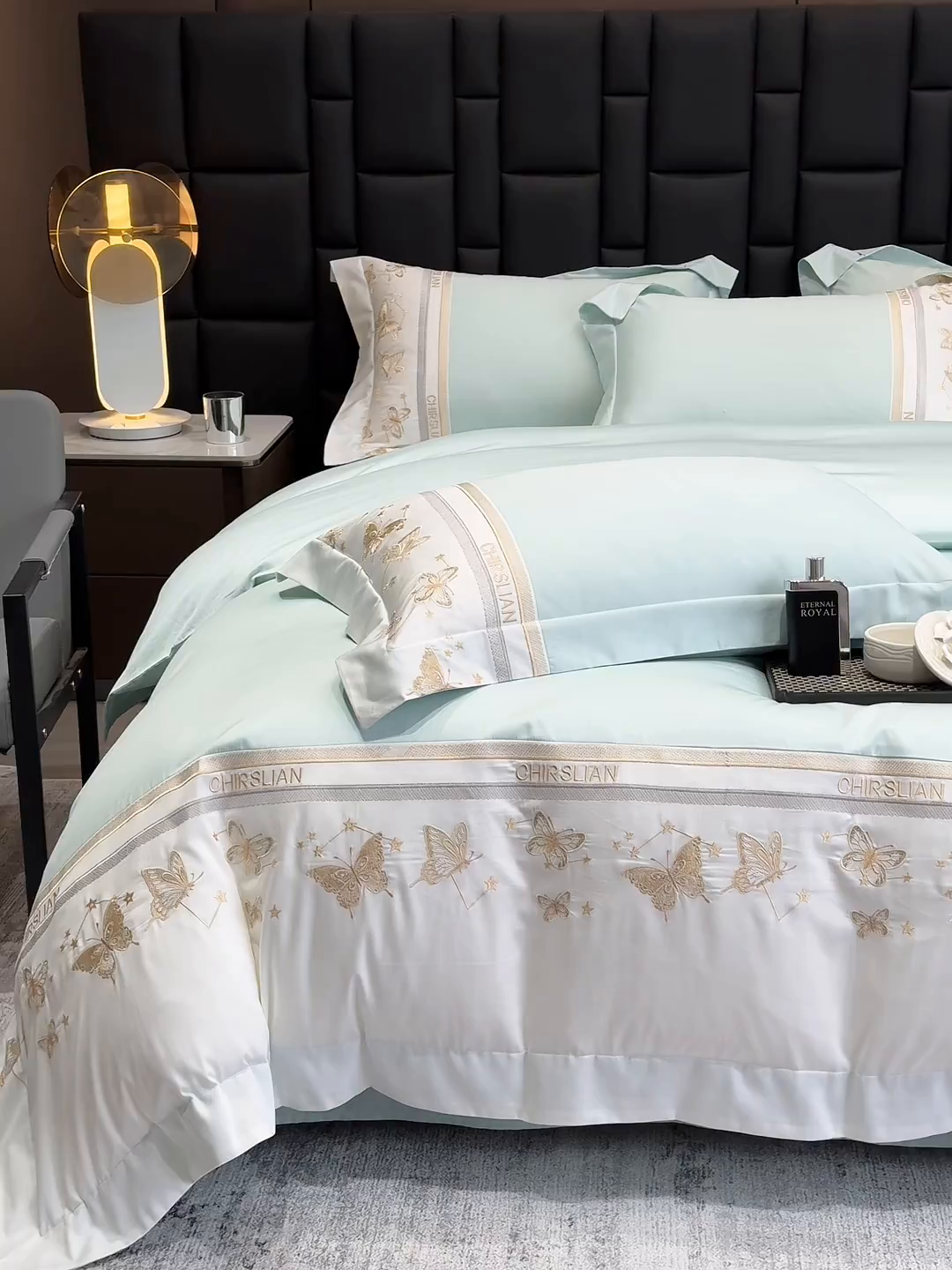 91家纺网 家纺一手货源 找家纺 （总）丞音家纺 2025新款高档包装A类母婴级双面全棉蝴蝶刺绣纯棉长绒棉绣花四件套