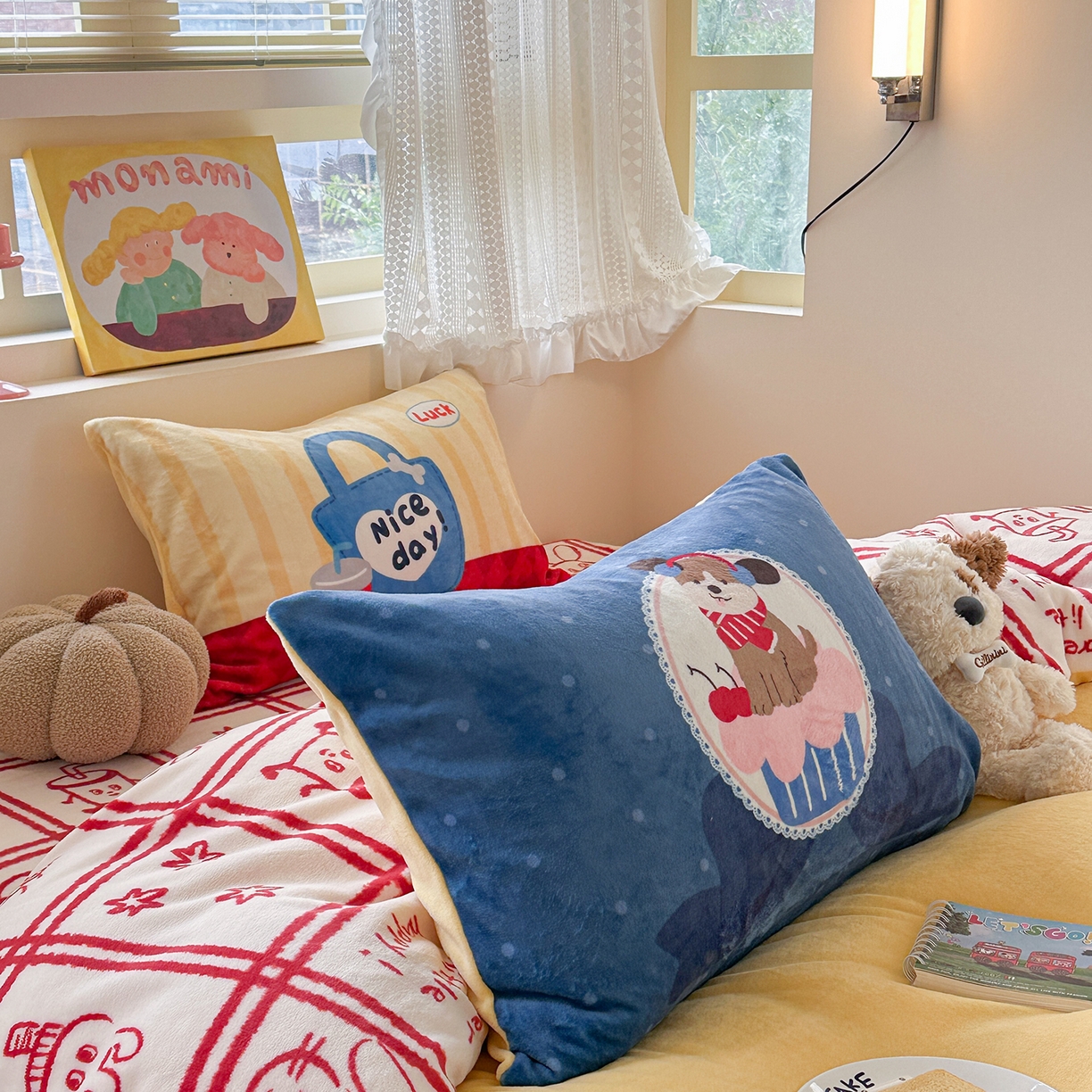 91家纺网 家纺一手货源 找家纺 （总）柚子YOUTH 2025新款加厚牛奶绒卡通毛巾绣四件套-印加绣送同款毛毯