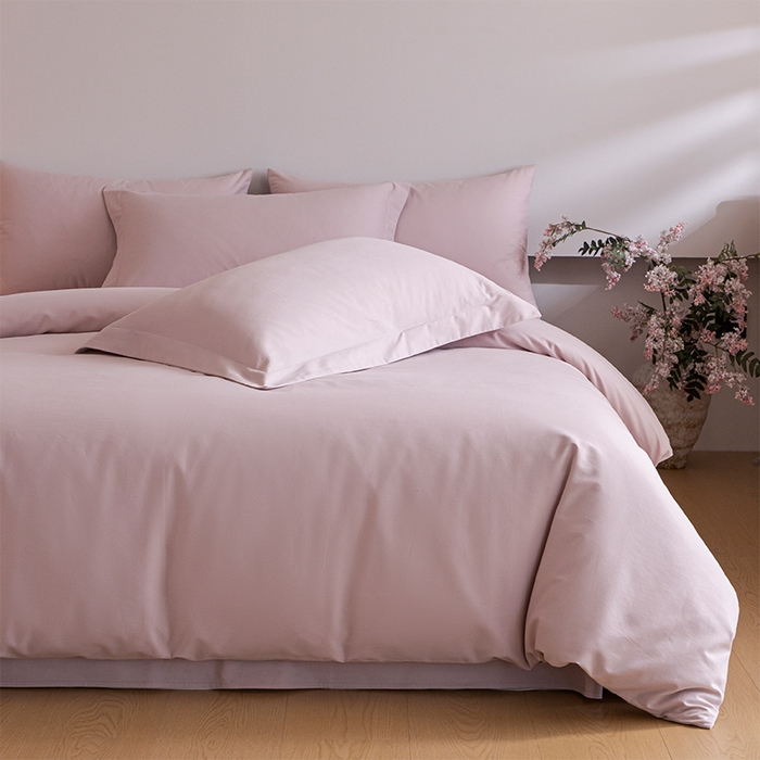 91家纺网 家纺一手货源 找家纺 618家纺 2025新款全棉100支磨毛单品四件套系列-四件套 梦幻粉