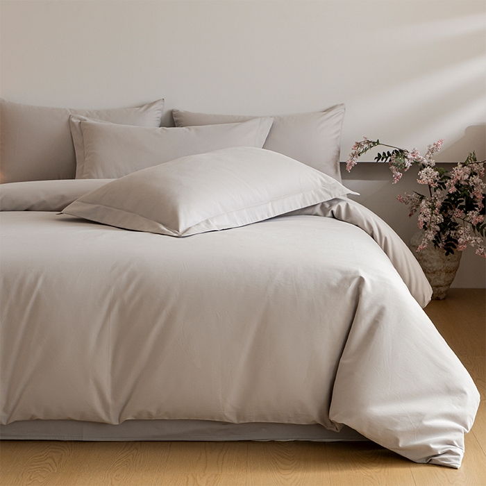 91家纺网 家纺一手货源 找家纺 618家纺 2025新款全棉100支磨毛单品四件套系列-四件套 月光灰