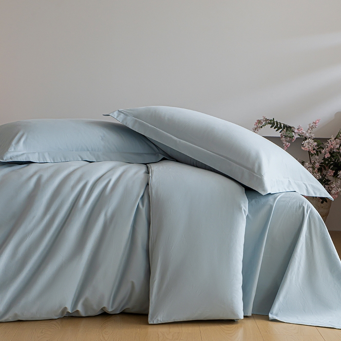 91家纺网 家纺一手货源 找家纺 618家纺 2025新款全棉100支磨毛单品四件套系列-四件套 冰蓝