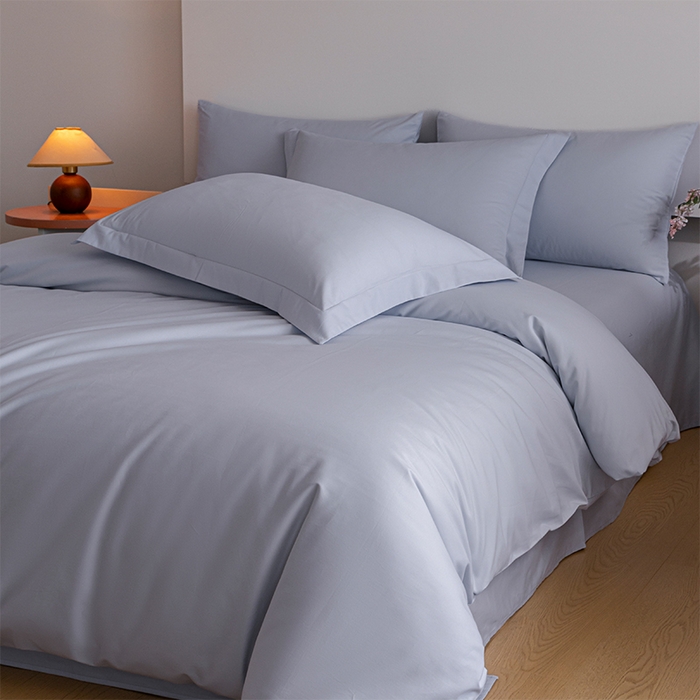 91家纺网 家纺一手货源 找家纺 618家纺 2025新款全棉100支磨毛单品四件套系列-四件套 灰蓝