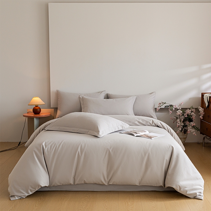 91家纺网 家纺一手货源 找家纺 618家纺 2025新款全棉100支磨毛单品四件套系列-四件套 月光灰