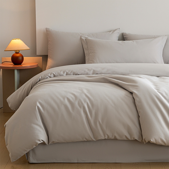 91家纺网 家纺一手货源 找家纺 618家纺 2025新款全棉100支磨毛单品四件套系列-四件套 月光灰