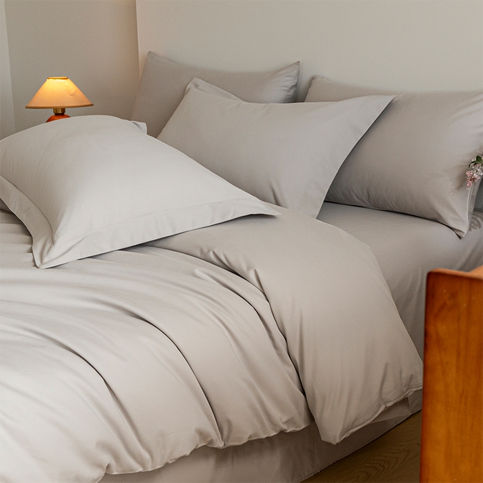 91家纺网 家纺一手货源 找家纺 618家纺 2025新款全棉100支磨毛单品四件套系列-四件套 月光灰