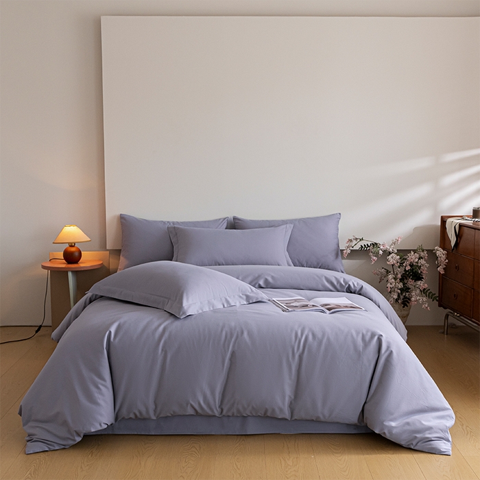 91家纺网 家纺一手货源 找家纺 618家纺 2025新款全棉100支磨毛单品四件套系列-四件套 紫灰