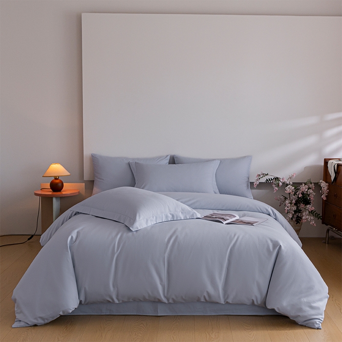 91家纺网 家纺一手货源 找家纺 618家纺 2025新款全棉100支磨毛单品四件套系列-四件套 灰蓝