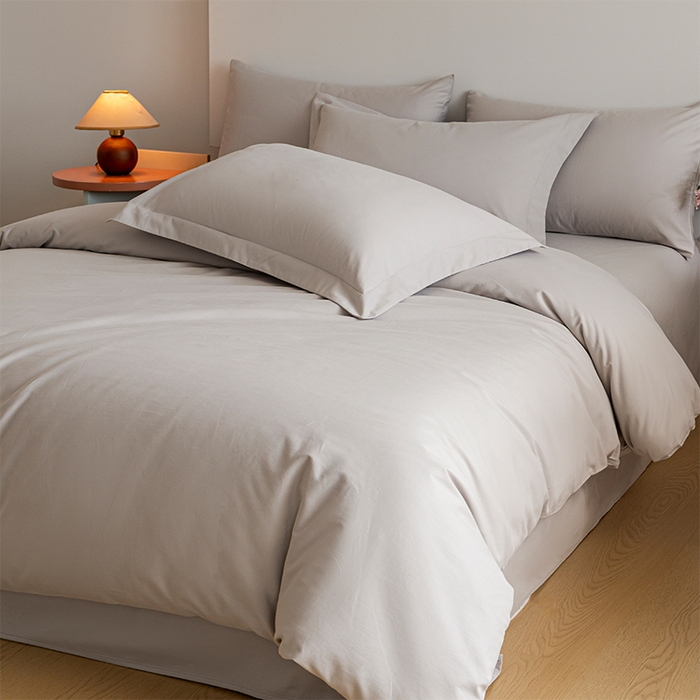 91家纺网 家纺一手货源 找家纺 618家纺 2025新款全棉100支磨毛单品四件套系列-四件套 月光灰