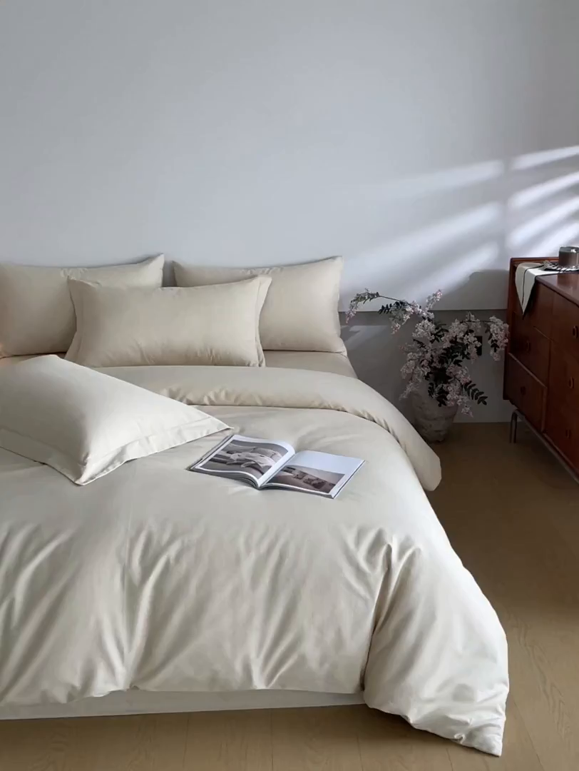 91家纺网 家纺一手货源 找家纺 618家纺 2025新款全棉100支磨毛单品四件套系列-四件套 雪咖