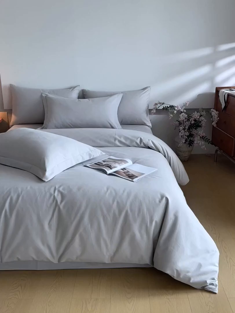 91家纺网 家纺一手货源 找家纺 618家纺 2025新款全棉100支磨毛单品四件套系列-四件套 火山灰