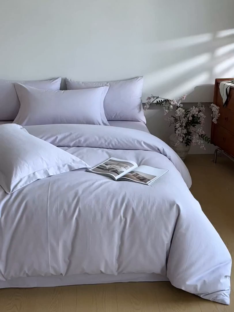 91家纺网 家纺一手货源 找家纺 618家纺 2025新款全棉100支磨毛单品四件套系列-四件套 薰衣草