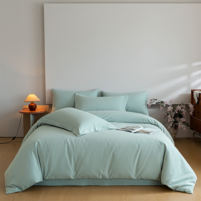 91家纺网 家纺一手货源 找家纺 618家纺 2025新款全棉100支磨毛单品四件套系列-单被套 奶油绿