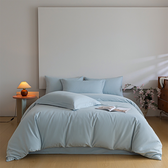 91家纺网 家纺一手货源 找家纺 618家纺 2025新款全棉100支磨毛单品四件套系列-单被套 冰蓝