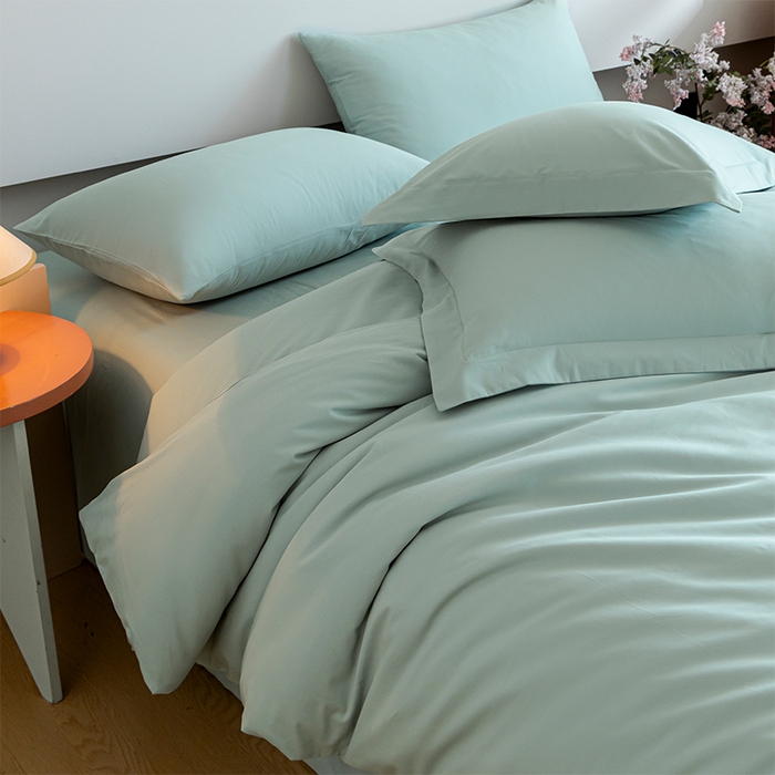 91家纺网 家纺一手货源 找家纺 618家纺 2025新款全棉100支磨毛单品四件套系列-单被套 奶油绿