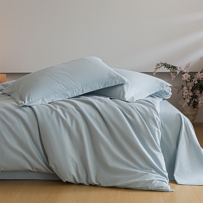 91家纺网 家纺一手货源 找家纺 618家纺 2025新款全棉100支磨毛单品四件套系列-单被套 冰蓝