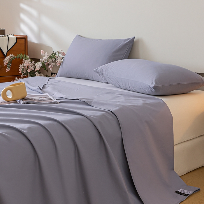 91家纺网 家纺一手货源 找家纺 618家纺 2025新款全棉100支磨毛单品四件套系列-单床单 紫灰