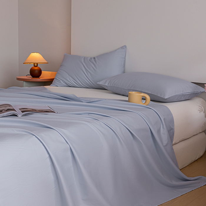 91家纺网 家纺一手货源 找家纺 618家纺 2025新款全棉100支磨毛单品四件套系列-单床单 灰蓝