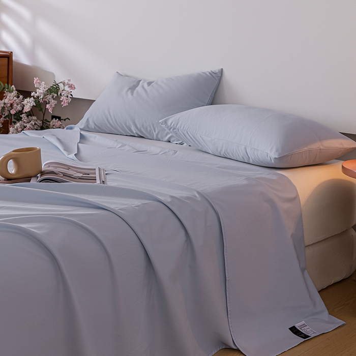 91家纺网 家纺一手货源 找家纺 618家纺 2025新款全棉100支磨毛单品四件套系列-单床单 灰蓝