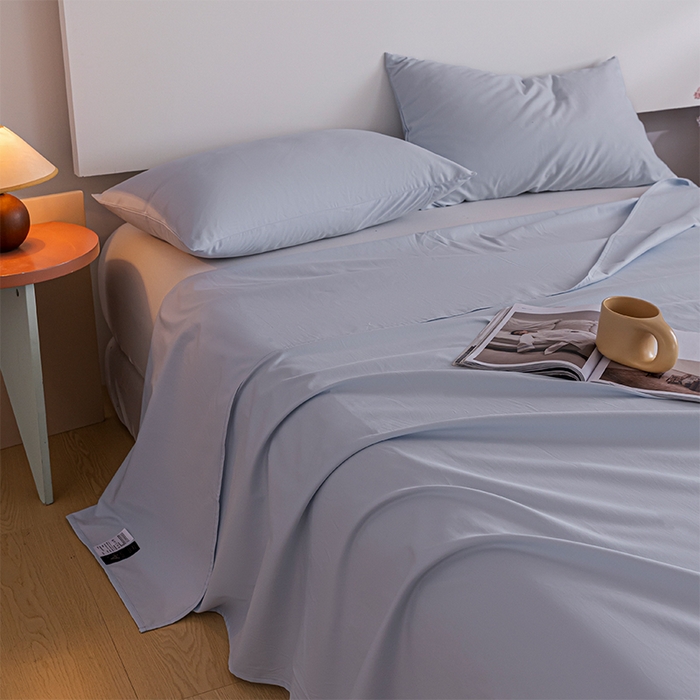 91家纺网 家纺一手货源 找家纺 618家纺 2025新款全棉100支磨毛单品四件套系列-单床单 灰蓝