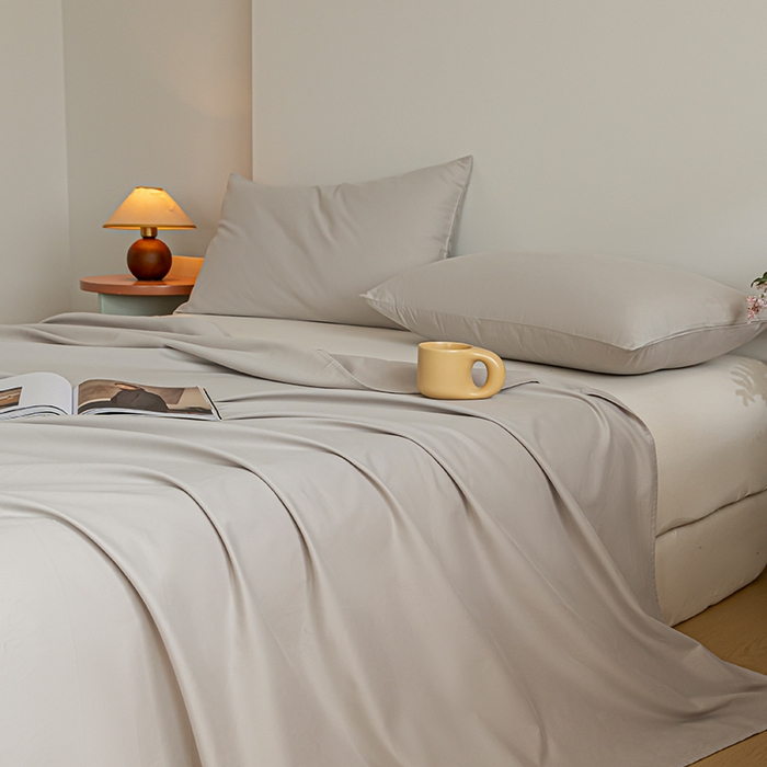 91家纺网 家纺一手货源 找家纺 618家纺 2025新款全棉100支磨毛单品四件套系列-单床单 月光灰