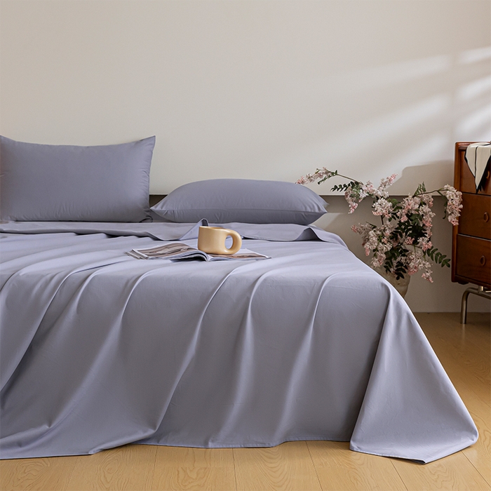 91家纺网 家纺一手货源 找家纺 618家纺 2025新款全棉100支磨毛单品四件套系列-单床单 紫灰