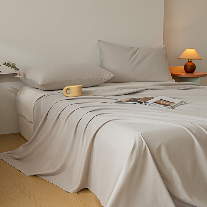 91家纺网 家纺一手货源 找家纺 618家纺 2025新款全棉100支磨毛单品四件套系列-单床单 月光灰