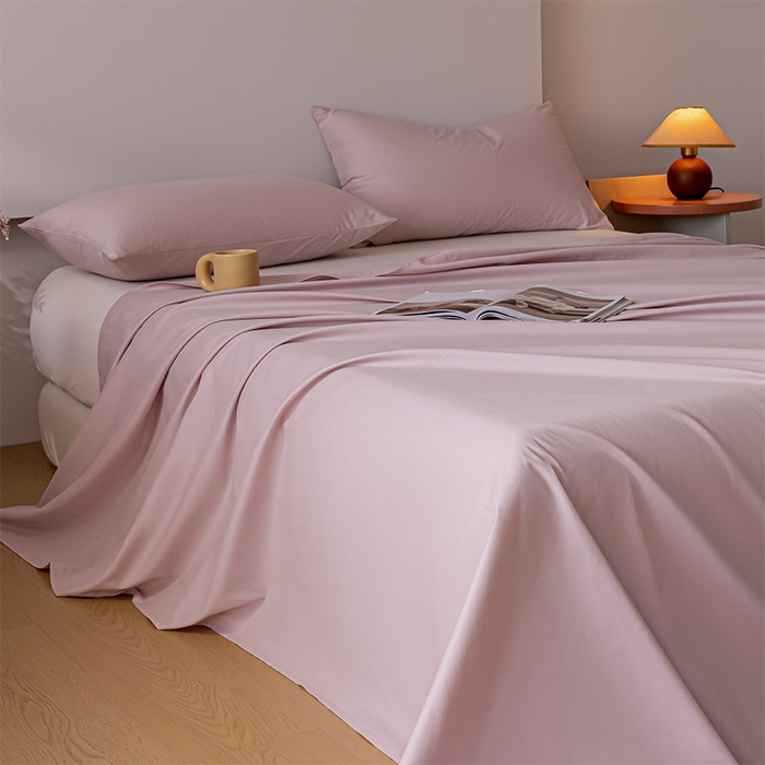 91家纺网 家纺一手货源 找家纺 618家纺 2025新款全棉100支磨毛单品四件套系列-单床单 梦幻粉