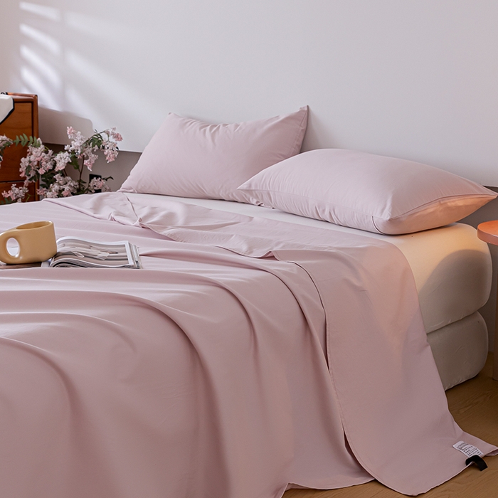 91家纺网 家纺一手货源 找家纺 618家纺 2025新款全棉100支磨毛单品四件套系列-单床单 梦幻粉