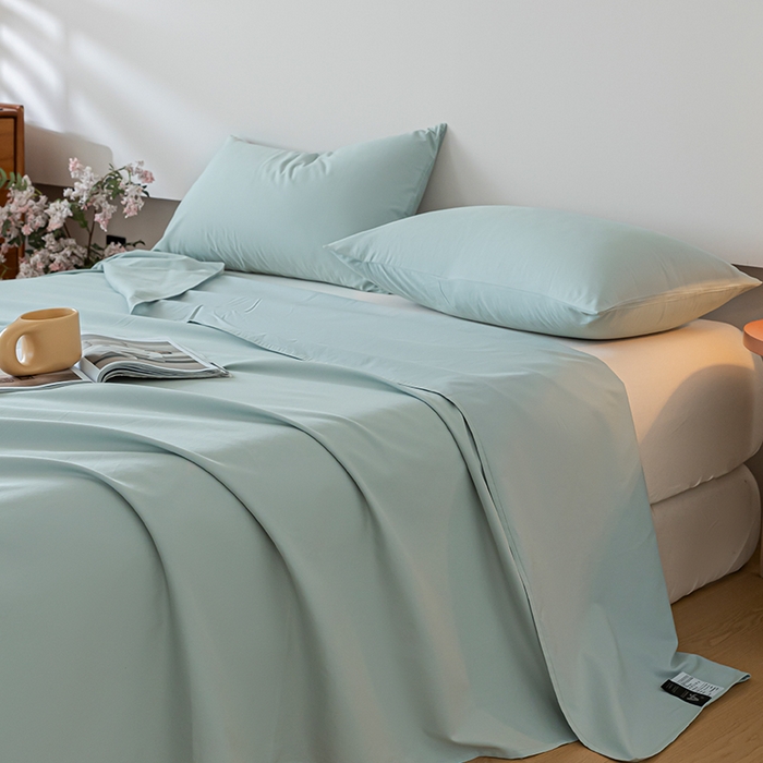 91家纺网 家纺一手货源 找家纺 618家纺 2025新款全棉100支磨毛单品四件套系列-单床单 奶油绿