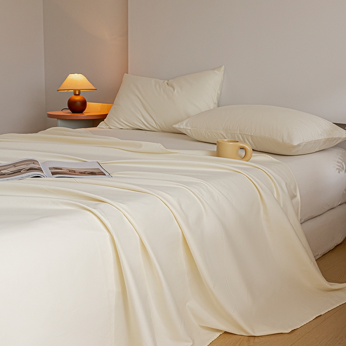 91家纺网 家纺一手货源 找家纺 618家纺 2025新款全棉100支磨毛单品四件套系列-单床单 元气白桃