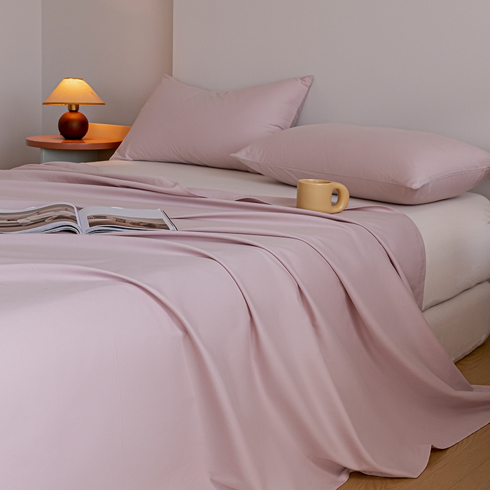 91家纺网 家纺一手货源 找家纺 618家纺 2025新款全棉100支磨毛单品四件套系列-单床单 梦幻粉