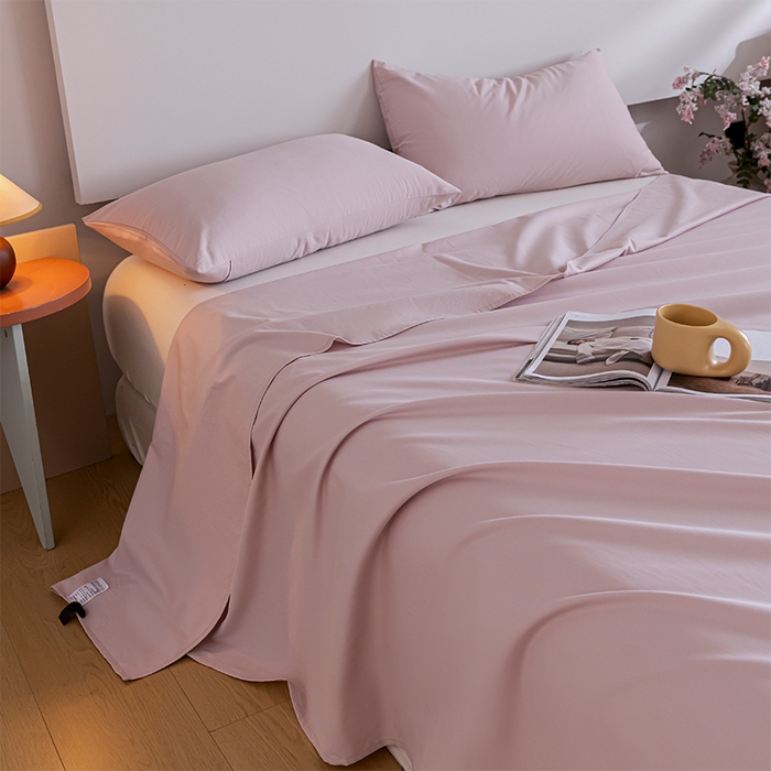 91家纺网 家纺一手货源 找家纺 618家纺 2025新款全棉100支磨毛单品四件套系列-单床单 梦幻粉