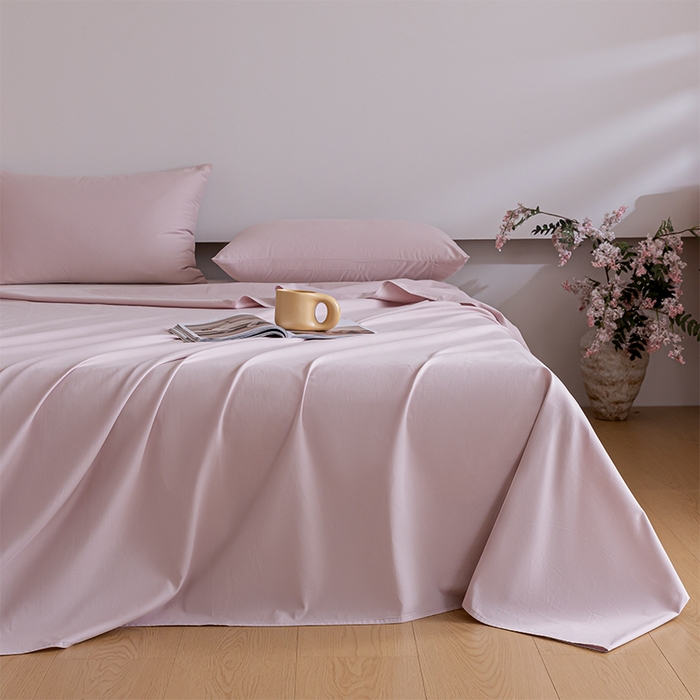 91家纺网 家纺一手货源 找家纺 618家纺 2025新款全棉100支磨毛单品四件套系列-单床单 梦幻粉