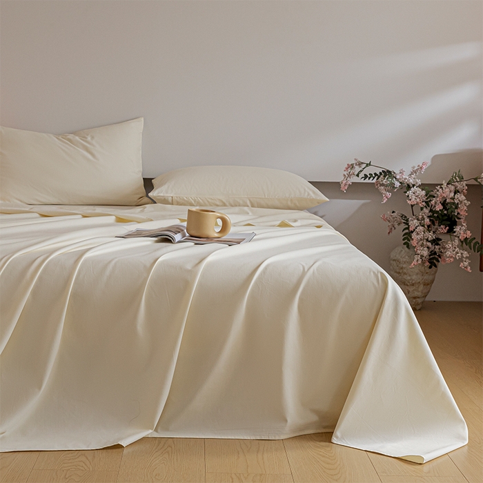 91家纺网 家纺一手货源 找家纺 618家纺 2025新款全棉100支磨毛单品四件套系列-单床单 元气白桃