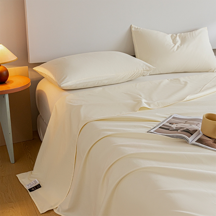 91家纺网 家纺一手货源 找家纺 618家纺 2025新款全棉100支磨毛单品四件套系列-单床单 元气白桃