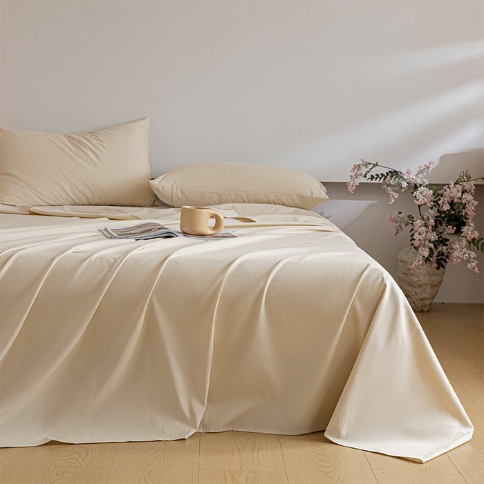 91家纺网 家纺一手货源 找家纺 618家纺 2025新款全棉100支磨毛单品四件套系列-单床单 雪咖