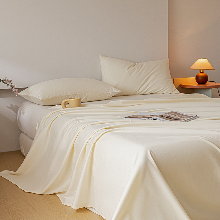 91家纺网 家纺一手货源 找家纺 618家纺 2025新款全棉100支磨毛单品四件套系列-单床单 元气白桃