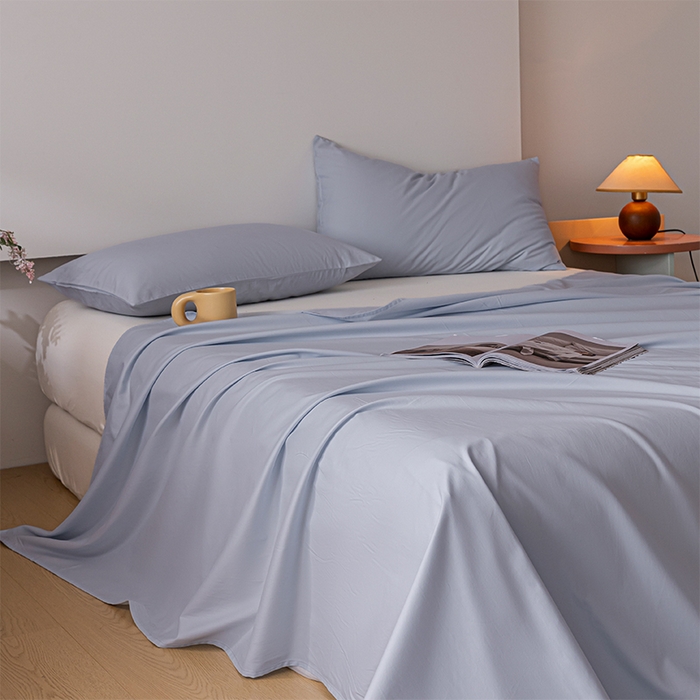 91家纺网 家纺一手货源 找家纺 618家纺 2025新款全棉100支磨毛单品四件套系列-单床单 灰蓝