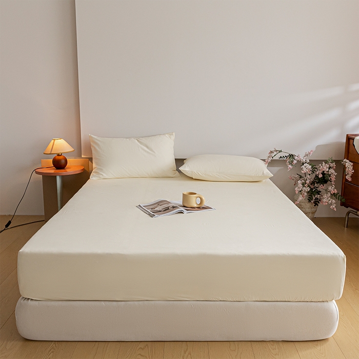 618家纺 2025新款全棉100支磨毛单品四件套系列-单床笠 元气白桃