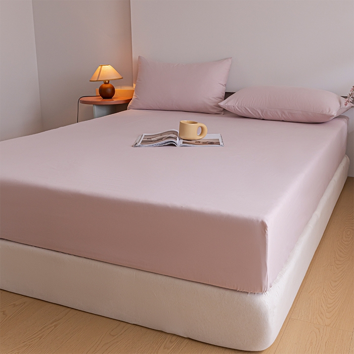 91家纺网 家纺一手货源 找家纺 618家纺 2025新款全棉100支磨毛单品四件套系列-单床笠 梦幻粉