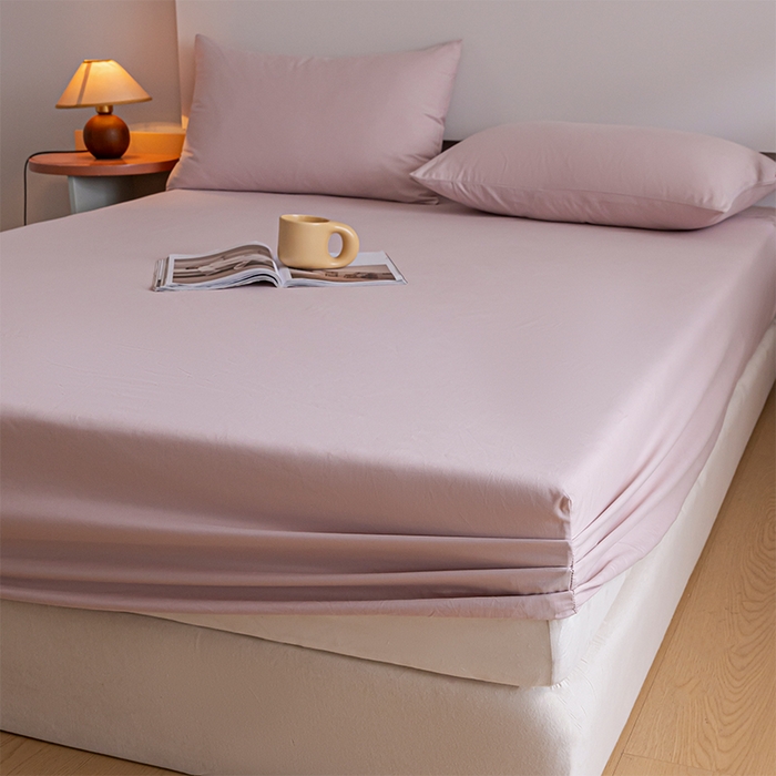 91家纺网 家纺一手货源 找家纺 618家纺 2025新款全棉100支磨毛单品四件套系列-单床笠 梦幻粉